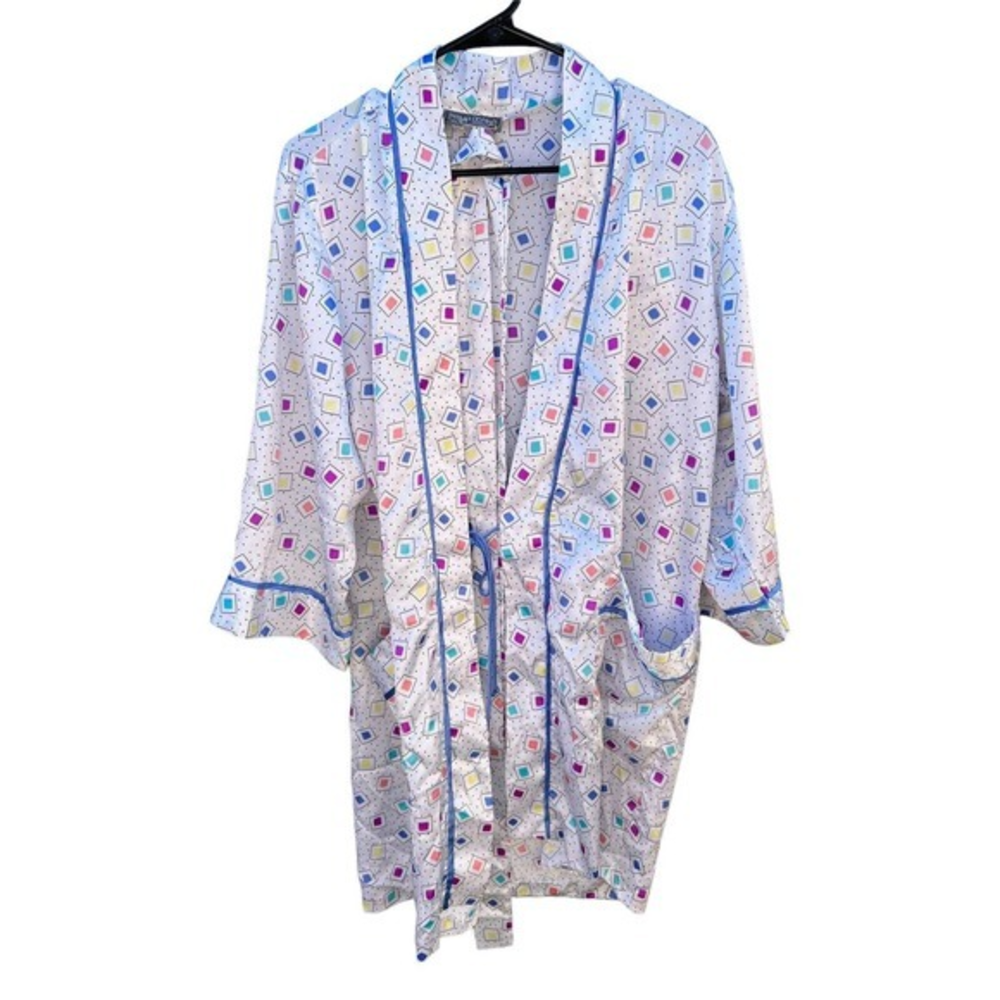 Prima Donna By Carole Hochman Womens Robe One Size Colorful Geometric Long‎